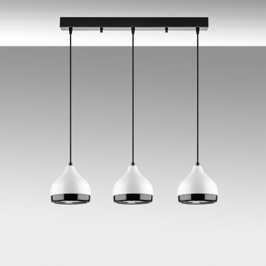 Lámpara colgante YILDO 3xE27/40W/230V blanca/negra