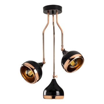 Lámpara colgante YILDO 3xE27/40W/230V negra/cobre