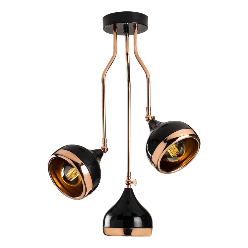 Lámpara colgante YILDO 3xE27/40W/230V negra/cobre