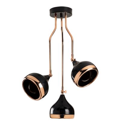 Lámpara colgante YILDO 3xE27/40W/230V negra/cobre