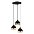 Lámpara colgante YILDO 3xE27/40W/230V negra/dorada