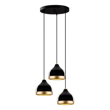 Lámpara colgante YILDO 3xE27/40W/230V negra/dorada