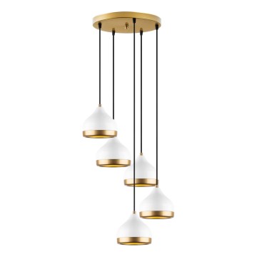 Lámpara colgante YILDO 5xE27/40W/230V blanco/dorado