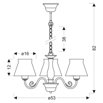 Lámpara colgante ZEFIR 3xE27/40W/230V