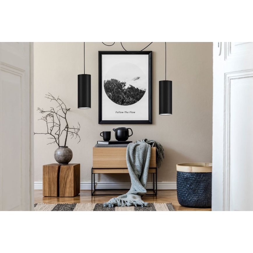 Lámpara colgante ZIK 2xE27/40W/230V araña negro