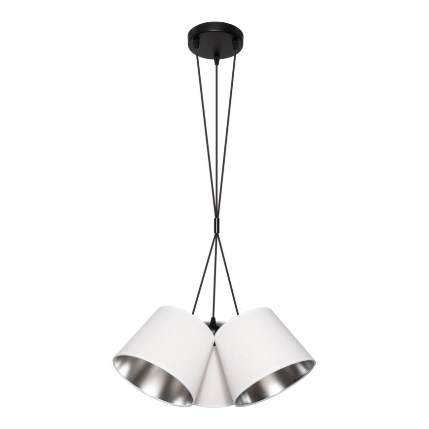 Lámpara colgante ZOMA 3xE27/60W/260V blanco/cromo brillante