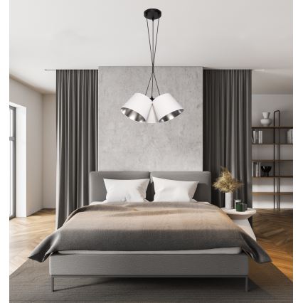 Lámpara colgante ZOMA 3xE27/60W/260V blanco/cromo brillante