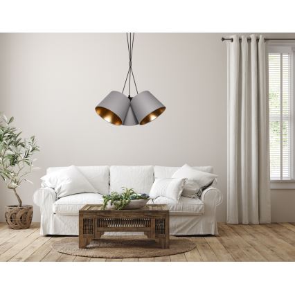 Lámpara colgante ZOMA 3xE27/60W/260V gris/cobre