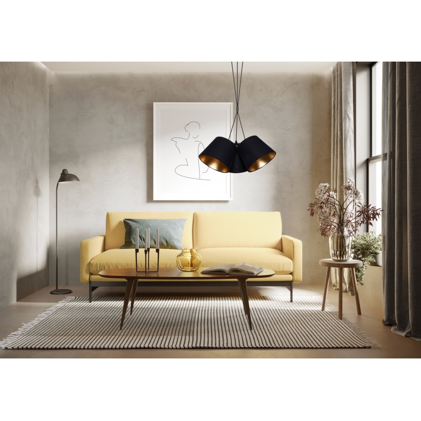 Lámpara colgante ZOMA 3xE27/60W/260V negro/cobre