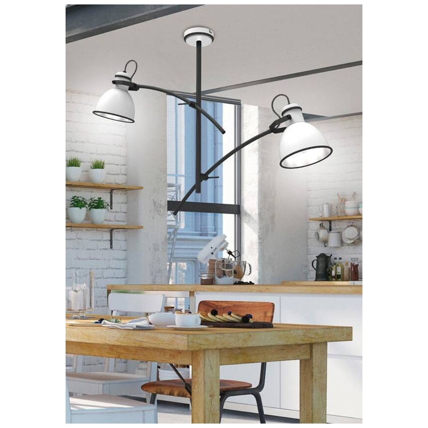 Lámpara colgante ZUMBA 2xE27/60W/230V blanca/negra