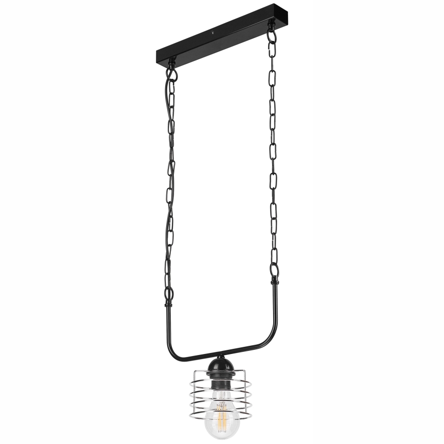 Lámpara con cadena MORGAN 1xE27/60W/230V negro/cromo