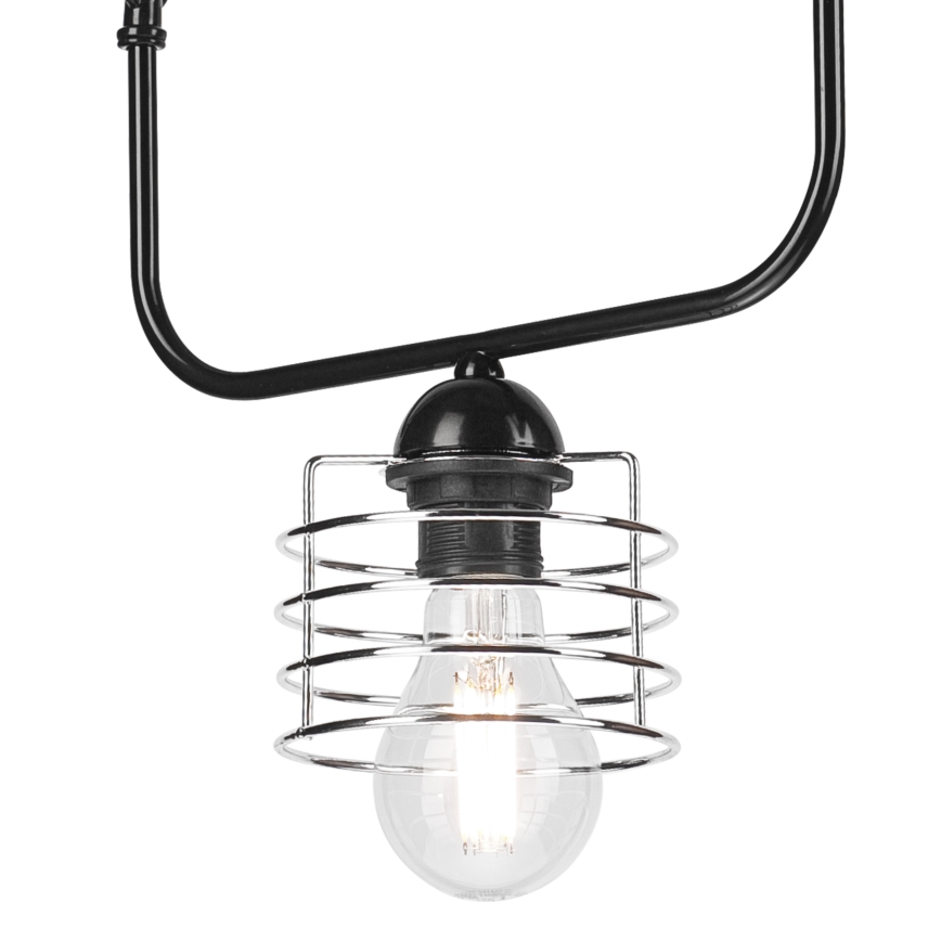 Lámpara con cadena MORGAN 1xE27/60W/230V negro/cromo