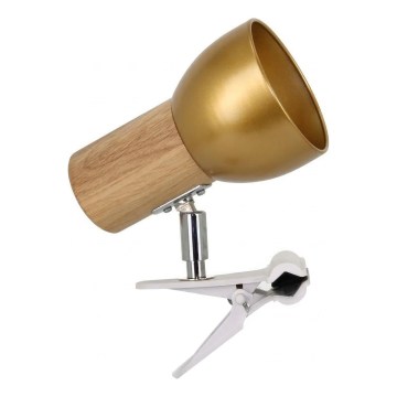 Lámpara con pinza SVENDA 1xE27/60W/230V roble/dorado