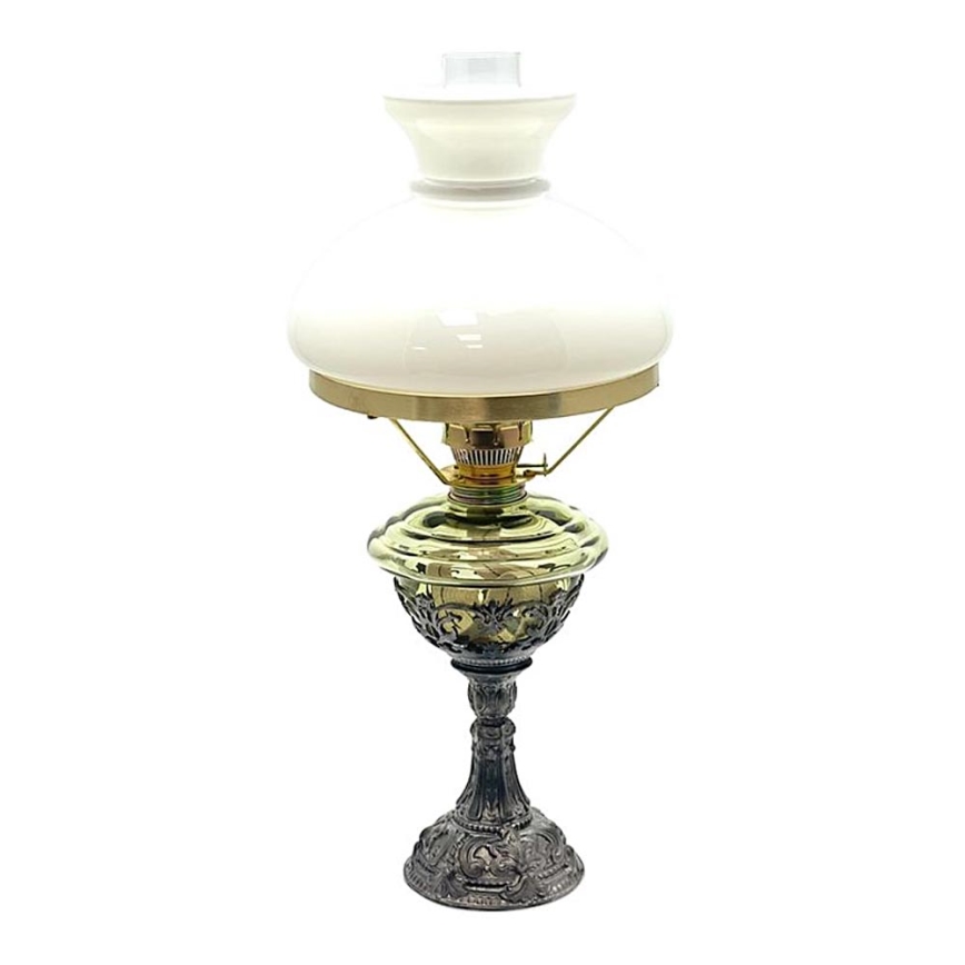 Lámpara de aceite con un soporte de peltre 45 cm verde bosque