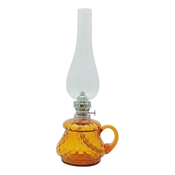 Lámpara de aceite TEREZA 34 cm cuadros ámbar