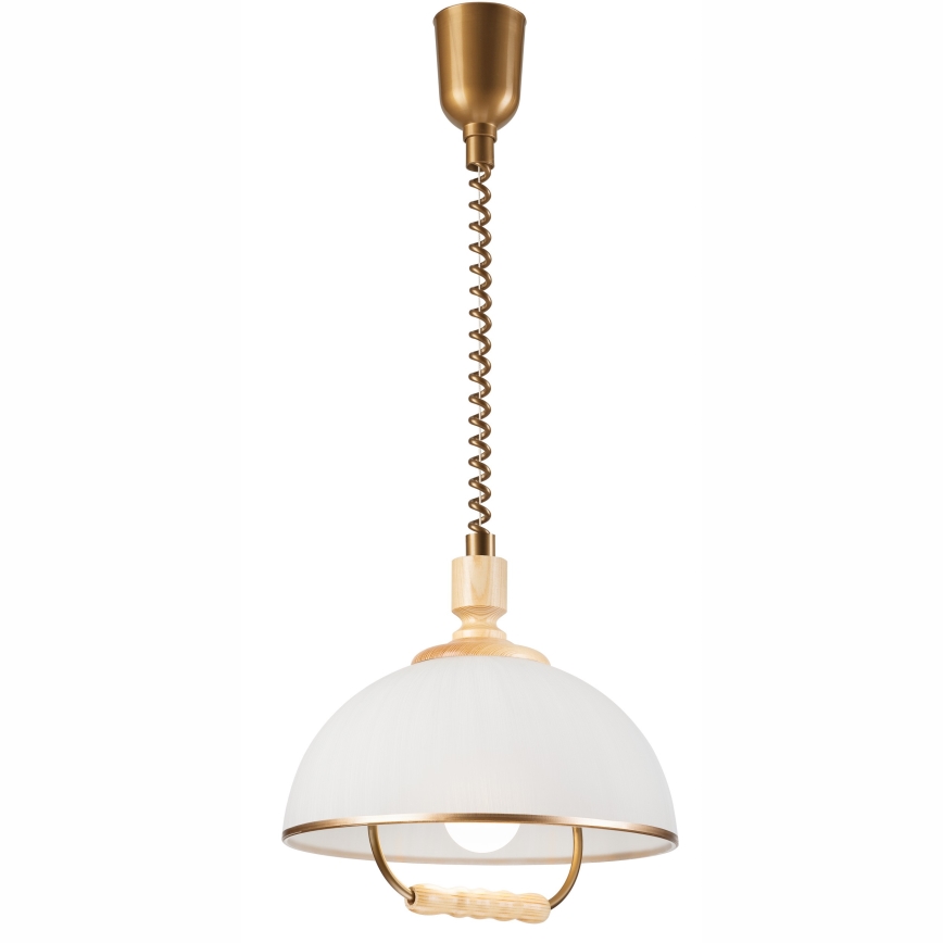 Lámpara de araña ajustable RAMONA 1xE27/60W/230V beige/marrón claro/pino