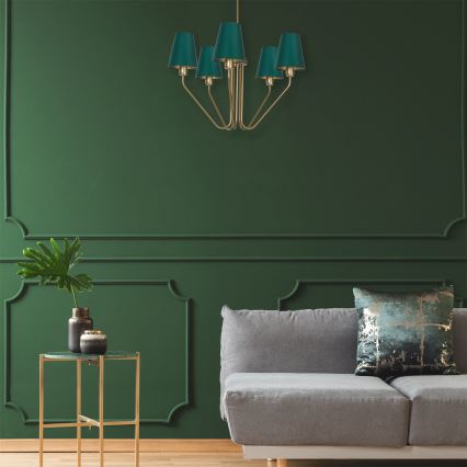Lámpara de araña colgante VICTORIA 5xE27/60W/230V verde