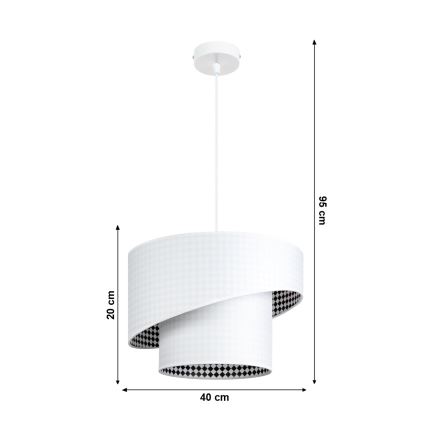 Lámpara de araña con cable LORI 1xE27/60W/230V blanco