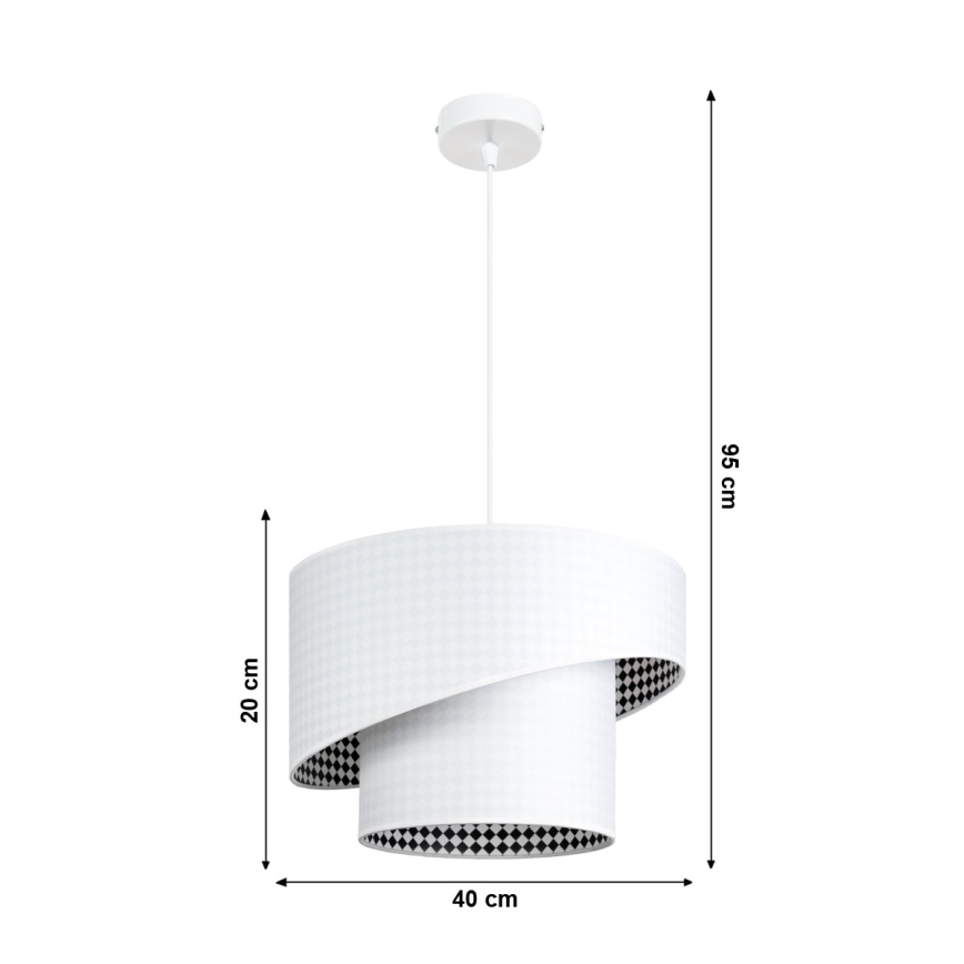 Lámpara de araña con cable LORI 1xE27/60W/230V blanco