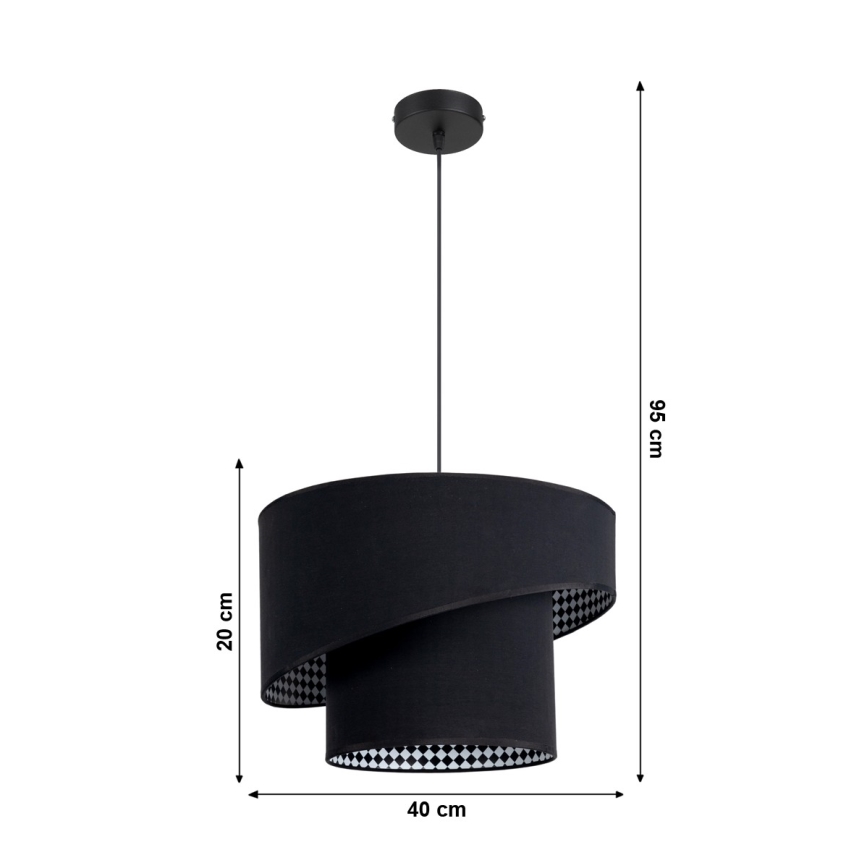 Lámpara de araña con cable LORI 1xE27/60W/230V negro
