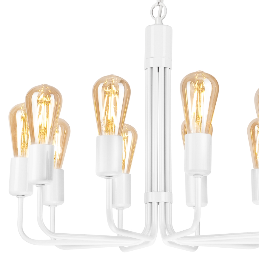 Lámpara de araña con cadena 10xE27/60W/230V blanca