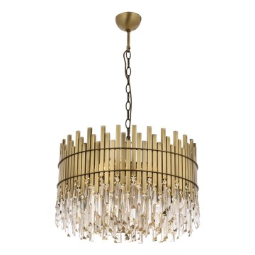 Lámpara de araña con cadena CRYSTALLINE 8xE27/40W/230V, diámetro 60 cm, latón