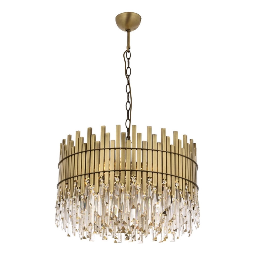 Lámpara de araña con cadena CRYSTALLINE 8xE27/40W/230V, diámetro 60 cm, latón