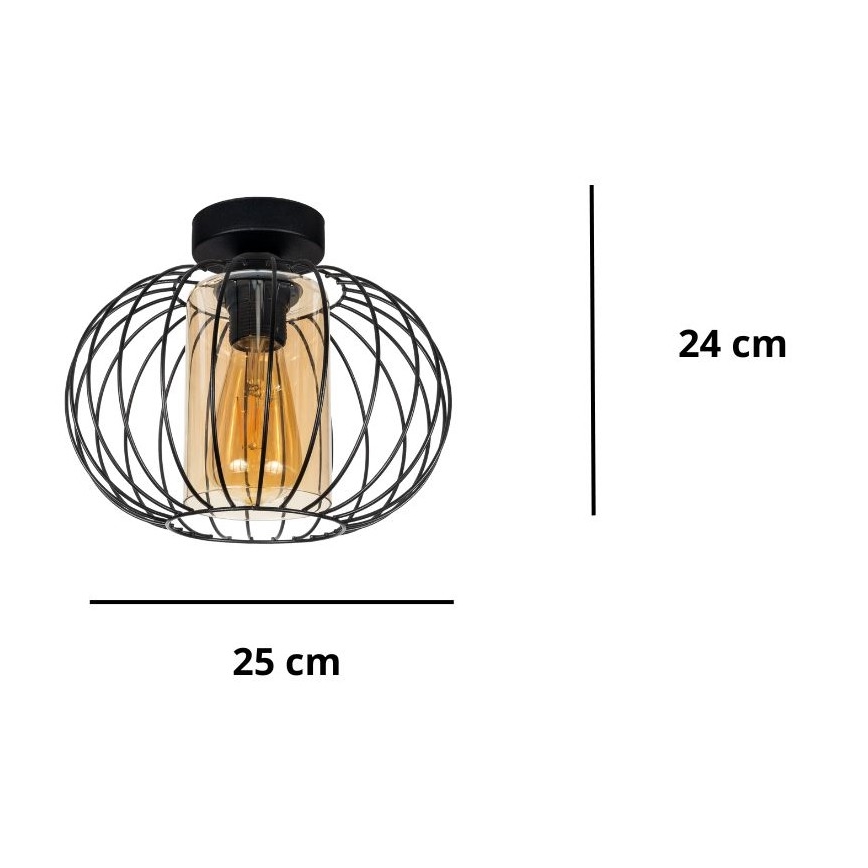Lámpara de araña CORRINI 1xE27/60W/230V Ø 25 cm negro/beige