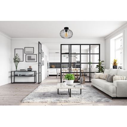 Lámpara de araña CORRINI 1xE27/60W/230V Ø 25 cm negro/transparente