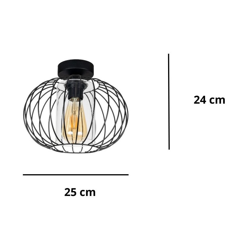 Lámpara de araña CORRINI 1xE27/60W/230V Ø 25 cm negro/transparente