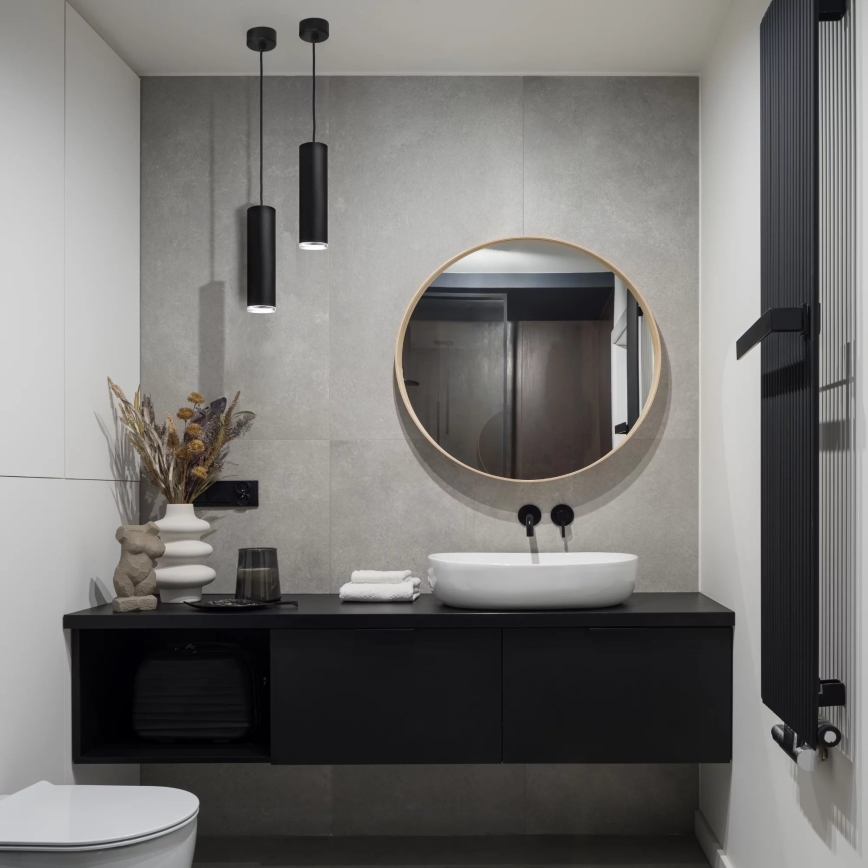 Lámpara de araña de baño en cadena TURYN 1xGU10/10W/230V IP44 negro