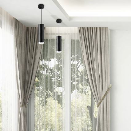 Lámpara de araña de baño en cadena TURYN 1xGU10/10W/230V IP44 negro