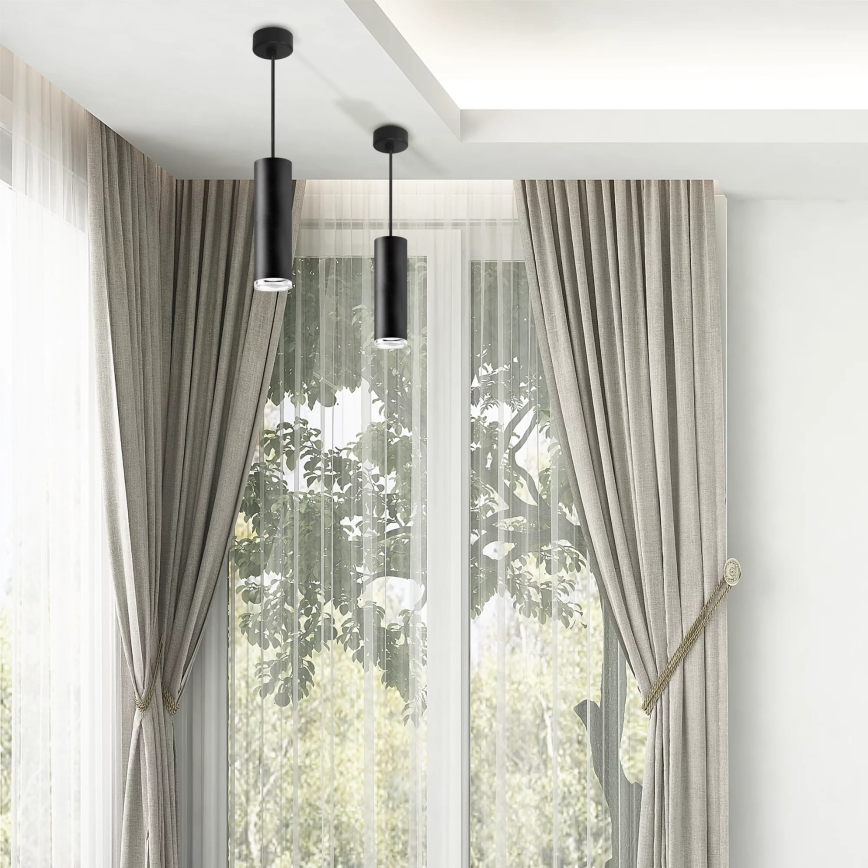Lámpara de araña de baño en cadena TURYN 1xGU10/10W/230V IP44 negro