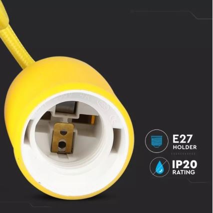 Lámpara de araña de cable 1xE27/60W/230V amarillo
