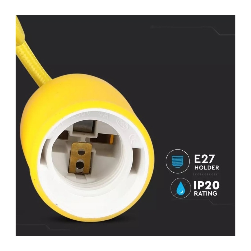 Lámpara de araña de cable 1xE27/60W/230V amarillo