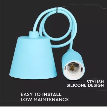 Lámpara de araña de cable 1xE27/60W/230V azul