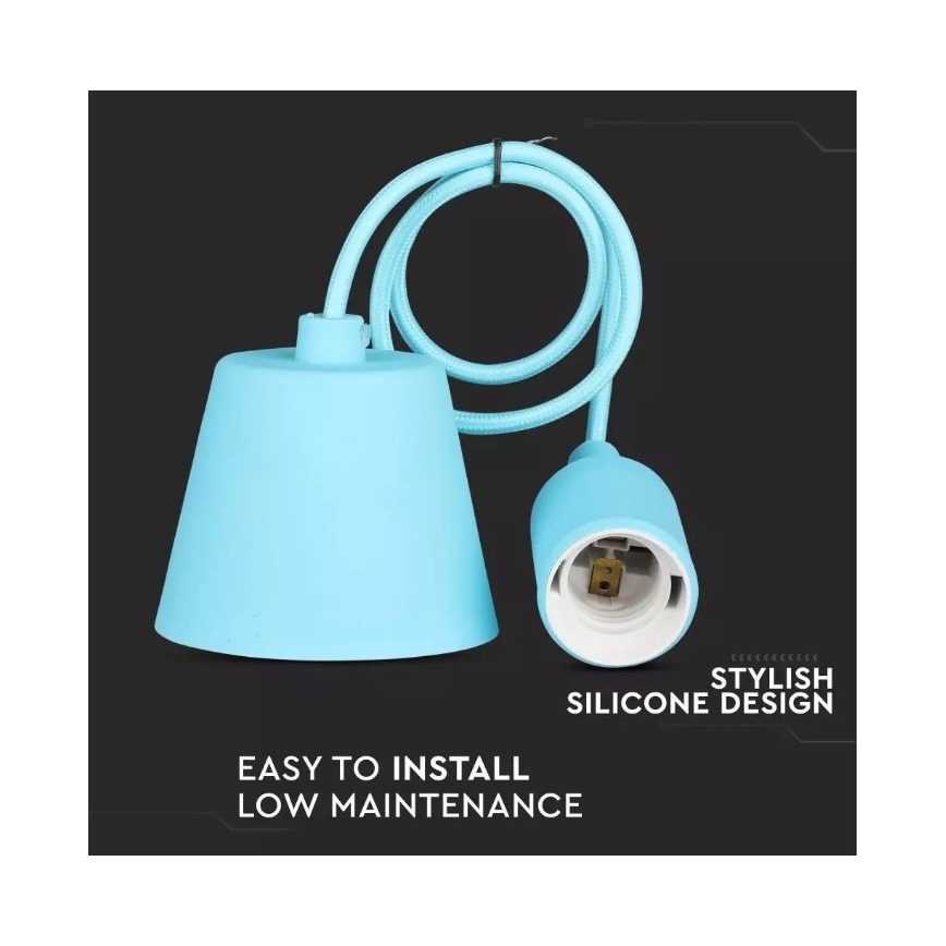 Lámpara de araña de cable 1xE27/60W/230V azul