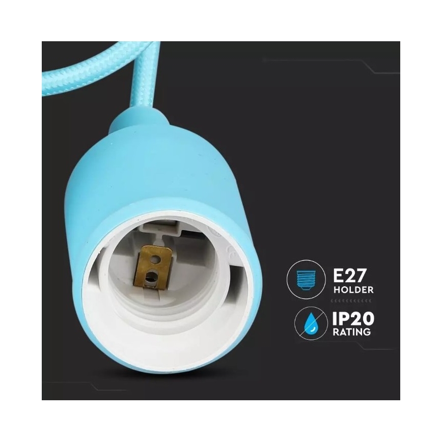 Lámpara de araña de cable 1xE27/60W/230V azul