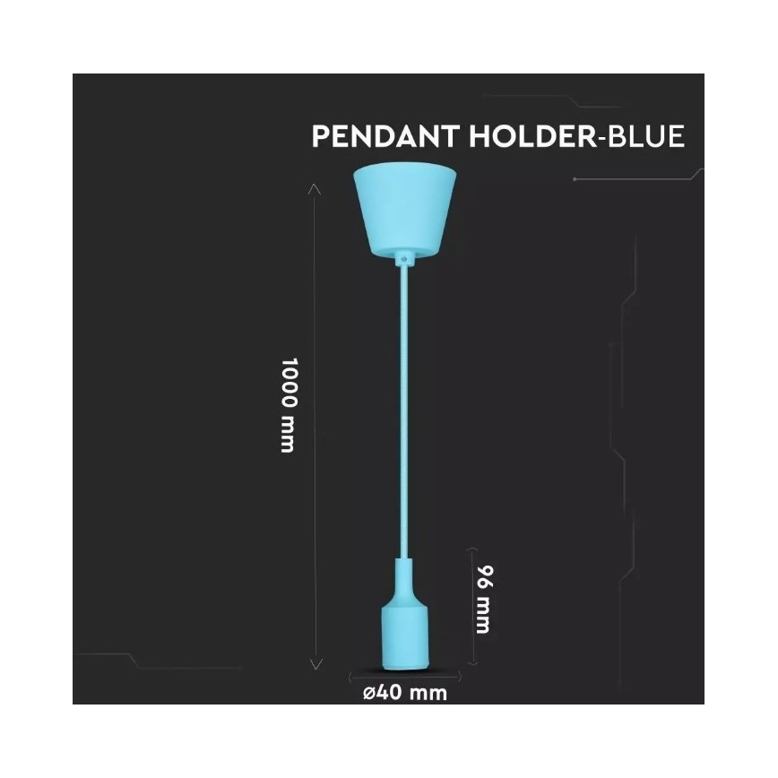 Lámpara de araña de cable 1xE27/60W/230V azul