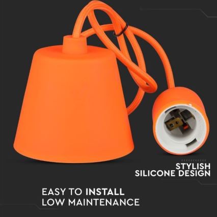 Lámpara de araña de cable 1xE27/60W/230V naranja