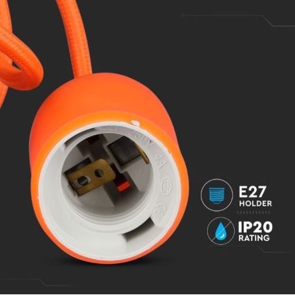 Lámpara de araña de cable 1xE27/60W/230V naranja