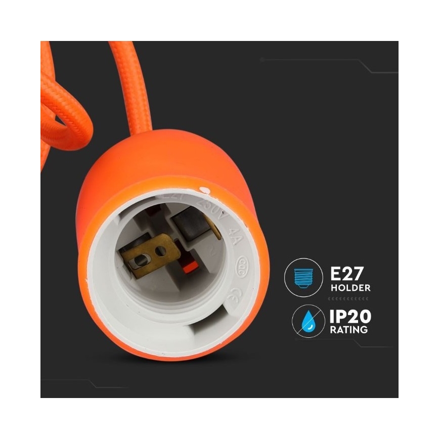 Lámpara de araña de cable 1xE27/60W/230V naranja