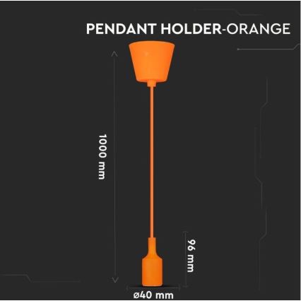 Lámpara de araña de cable 1xE27/60W/230V naranja