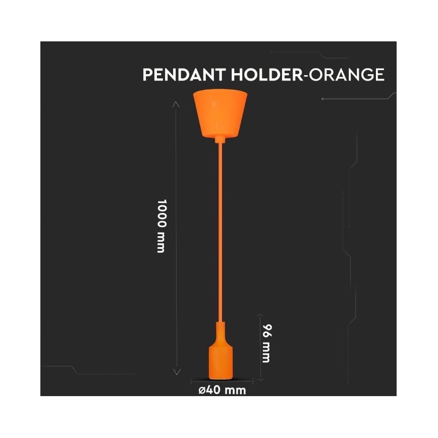 Lámpara de araña de cable 1xE27/60W/230V naranja