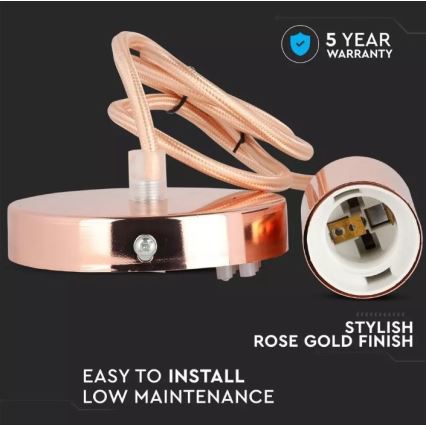 Lámpara de araña de cable 1xE27/60W/230V oro rosa