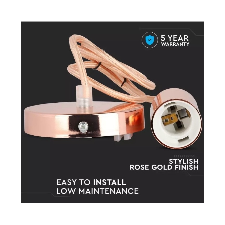 Lámpara de araña de cable 1xE27/60W/230V oro rosa