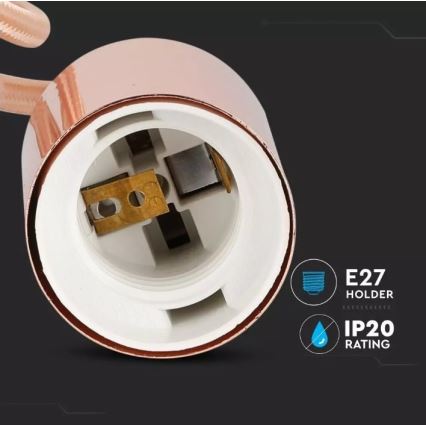 Lámpara de araña de cable 1xE27/60W/230V oro rosa