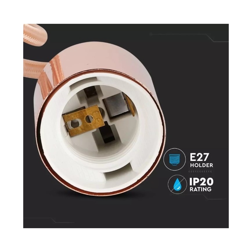 Lámpara de araña de cable 1xE27/60W/230V oro rosa