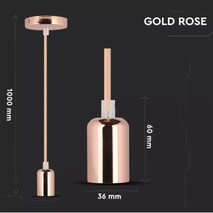 Lámpara de araña de cable 1xE27/60W/230V oro rosa