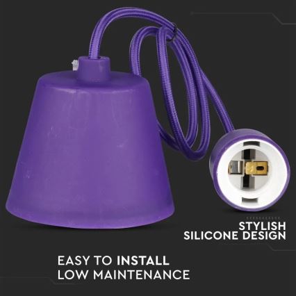 Lámpara de araña de cable 1xE27/60W/230V púrpura